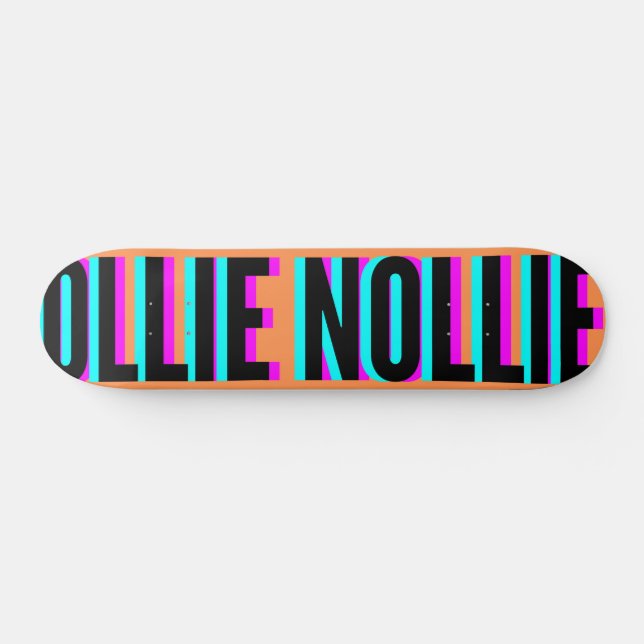 Cool Glitch Orange Ollie Nollie Skateboard Deck (Horz)