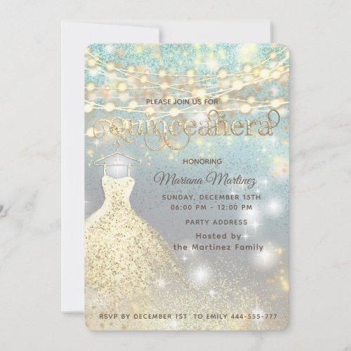 Cool glitter elegant String lights gold sparkle  Invitation
