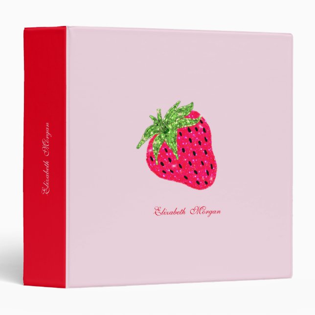 Cool Glitter Strawberry  3 Ring Binder (Front/Spine)