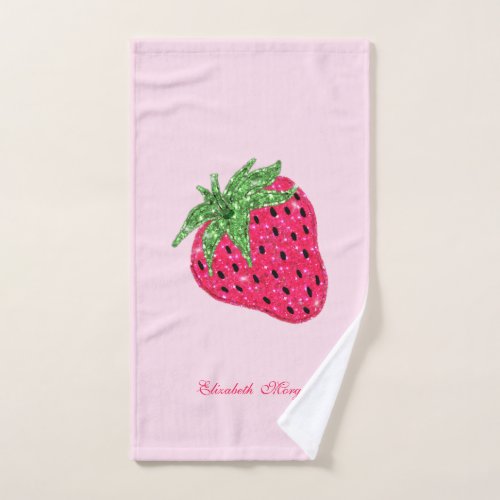 Cool Glitter Strawberry Bath Towel Set