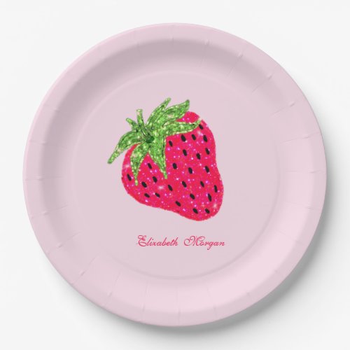 Cool Glitter Strawberry Paper Plates