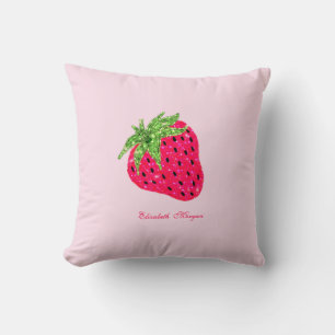 Cool Glitter Strawberry Pink Bottle Opener Throw Pillow
