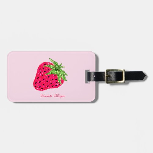 Cool Glitter Strawberry Pink  Luggage Tag