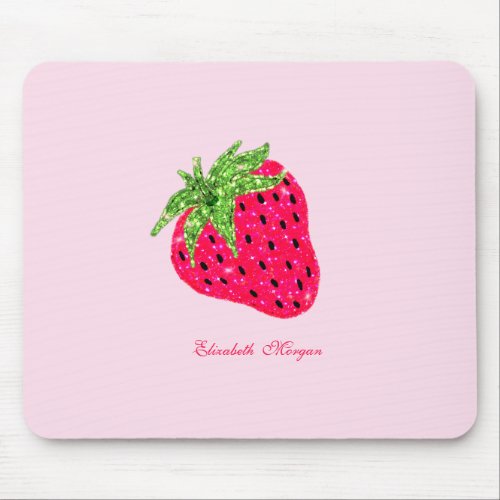 Cool Glitter Strawberry Pink Mouse Pad