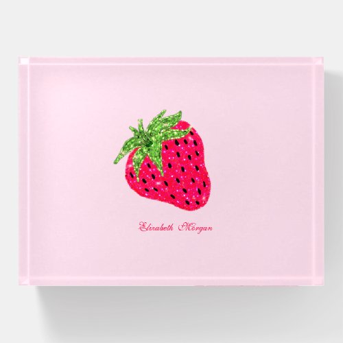 Cool Glitter Strawberry Pink Paperweight