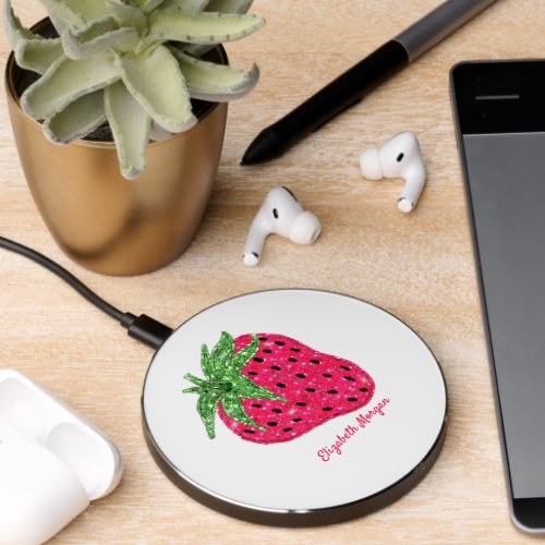 Cool Glitter Strawberry  Wireless Charger