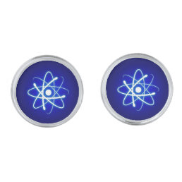 Cool Glowing Atomic Power | Geek Gifts Silver Cufflinks