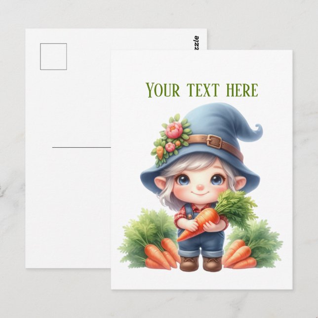 Cool gnome carrot farmer customizable  postcard (Front/Back)