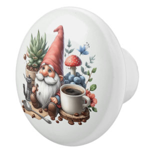 Cool gnome coffee bar  ceramic knob