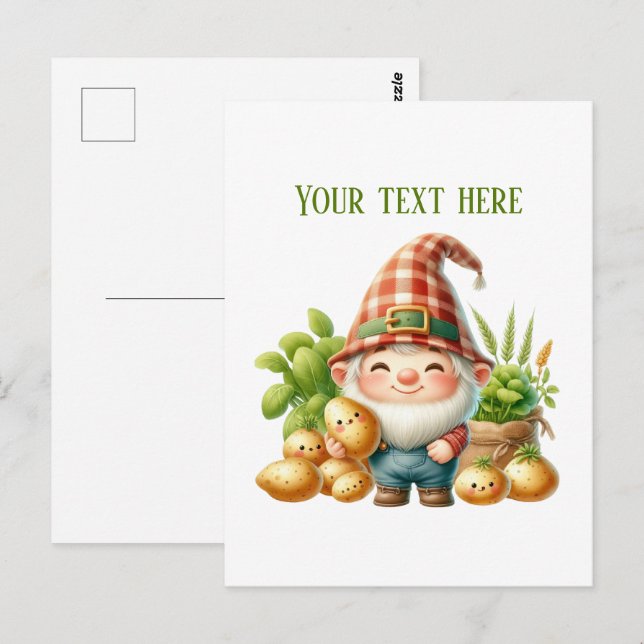 Cool gnome potato farmer customizable postcard (Front/Back)