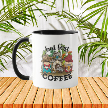Cool Gnomes First Coffee Word Art Mug by DoodlesGifts at Zazzle