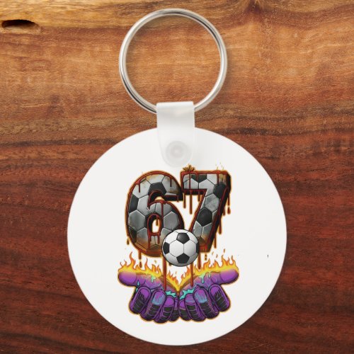 Cool Goalkeeper Soccer Ball Jersey Number 67 Art Keychain