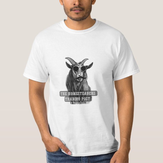Cool Goat with Sunglasses and Handlebar Mustache T-Shirt (Front)