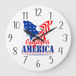 cool God Bless America Patriotic eagle Large Clock