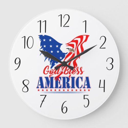 cool God Bless America Patriotic eagle Large Clock