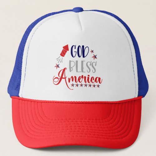 Cool God Bless America Red White Blue USA Patriot Trucker Hat