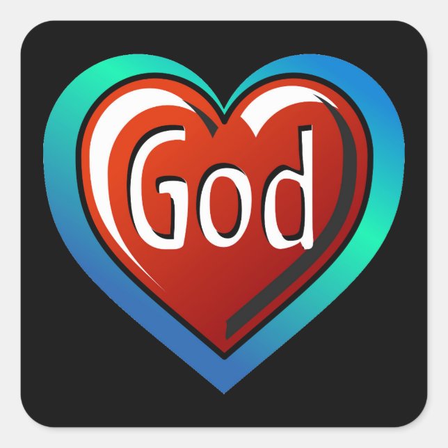 Cool GOD Heart Square Sticker (Front)
