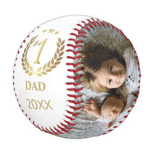 Cool Gold 1 DAD Fathers Day Photo Baseball