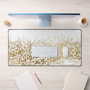 Cool Gold Abstract Custom Name Monogram any Text Desk Mat