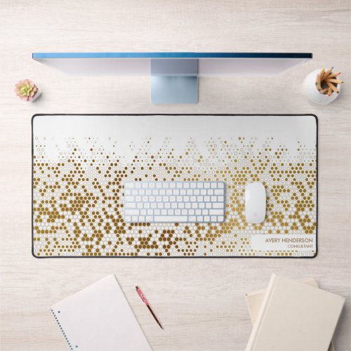 Cool Gold Abstract Custom Name Monogram any Text  Desk Mat