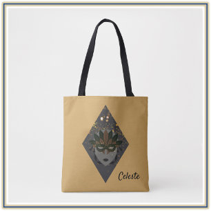 Cool Gold and Black Glitter Masquerade Tote Bag