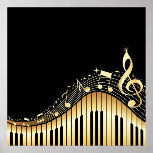 Cool Gold And Black Music Keys Poster