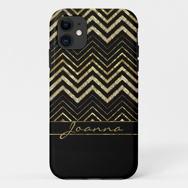 Cool Gold And Diamonds Chevron Pattern Case-Mate iPhone Case (Back)