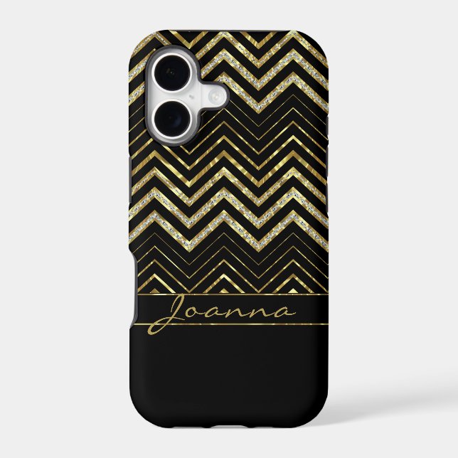 Cool Gold And Diamonds Chevron Pattern Iphone Case (Back)