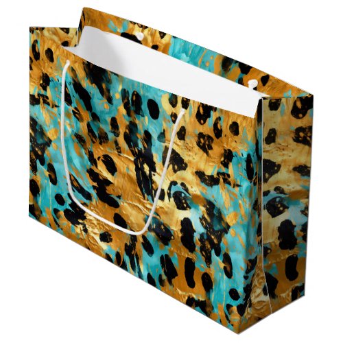 Cool Gold Aqua Leopard Large Gift Bag