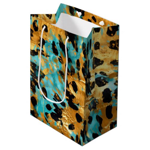 Cool Gold Aqua Leopard Medium Gift Bag