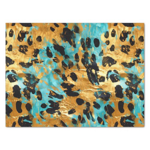 Cool Gold Aqua Leopard Tissue Paper