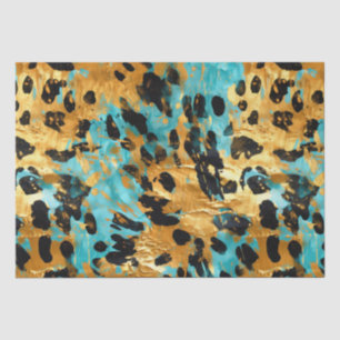 Cool Gold Aqua Leopard Tissue Paper