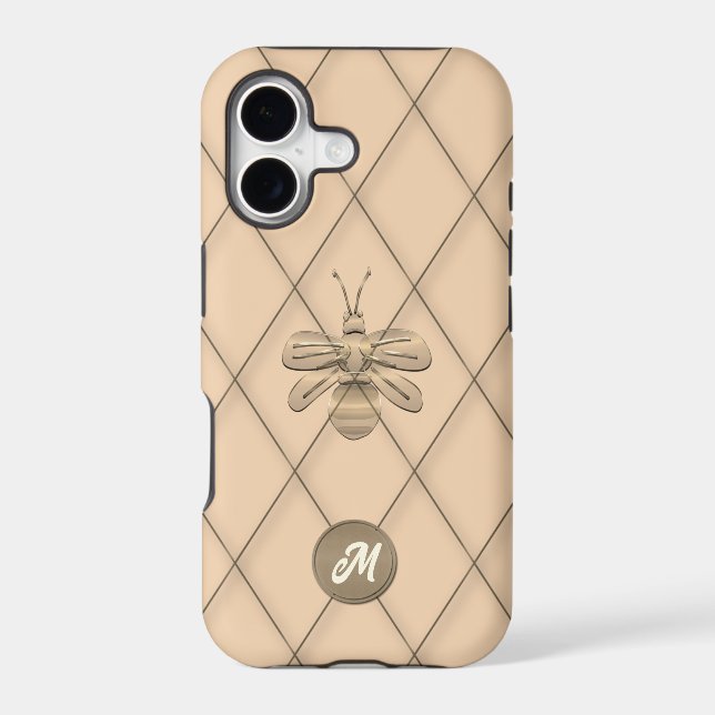 Cool Gold Bee Monogram  Iphone Case (Back)