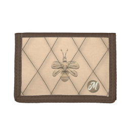 Cool Gold Bee Monogram Tri-fold Wallet
