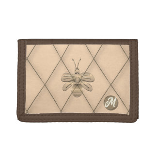 Cool Gold Bee Monogram Trifold Wallet