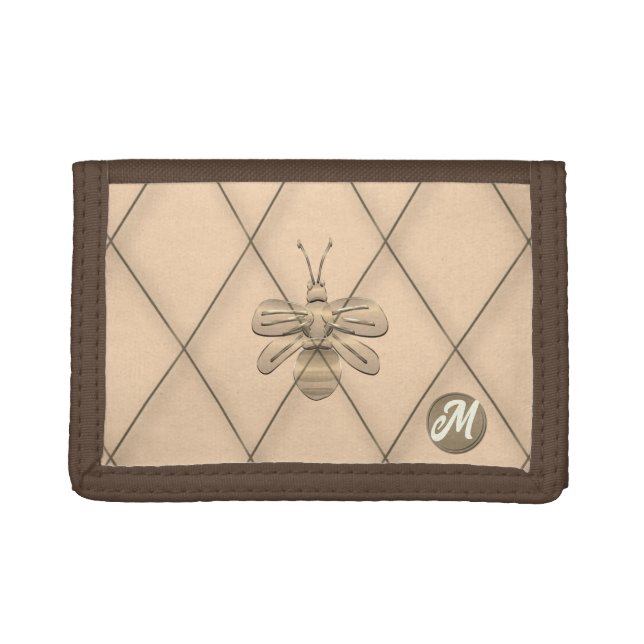 Cool Gold Bee Monogram  Trifold Wallet (Front)