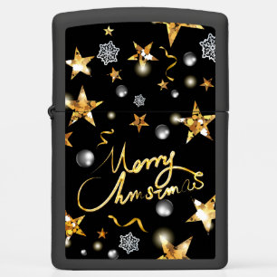 Cool Gold & Black Fashion Merry Christmas  Zippo Lighter