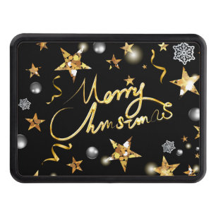 Cool Gold Black Stars Metallic Fashion Merry Xmas  Hitch Cover