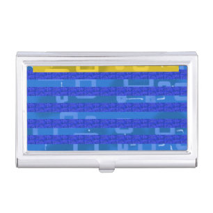 Cool Gold Blue Geometric Lines Business Card Case