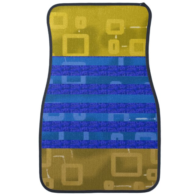 Cool Gold Blue  Geometric Lines Car Floor Mat (Front)