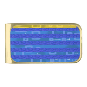 Cool Gold Blue  Geometric Lines Finish Money Clip