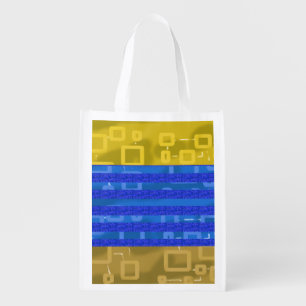 Cool Gold Blue Pink Geometric Lines Grocery Bag