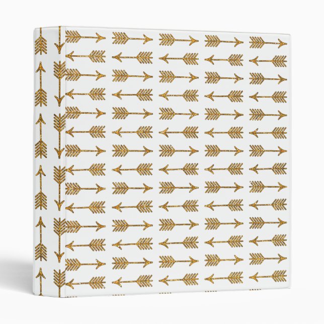 Cool Gold Brown Arrows Glitter Photo Print Binder (Front/Spine)