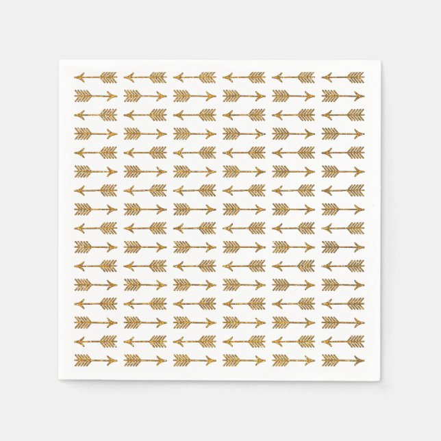 Cool Gold Brown Arrows Glitter Photo Print Napkins (Front)