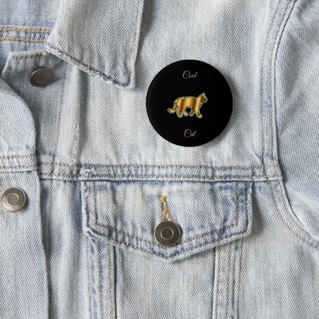 Cool Gold Cat Button (In Situ)