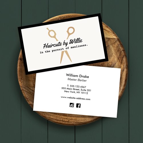 Cool Gold Clipping Shears Barbershop Business Card