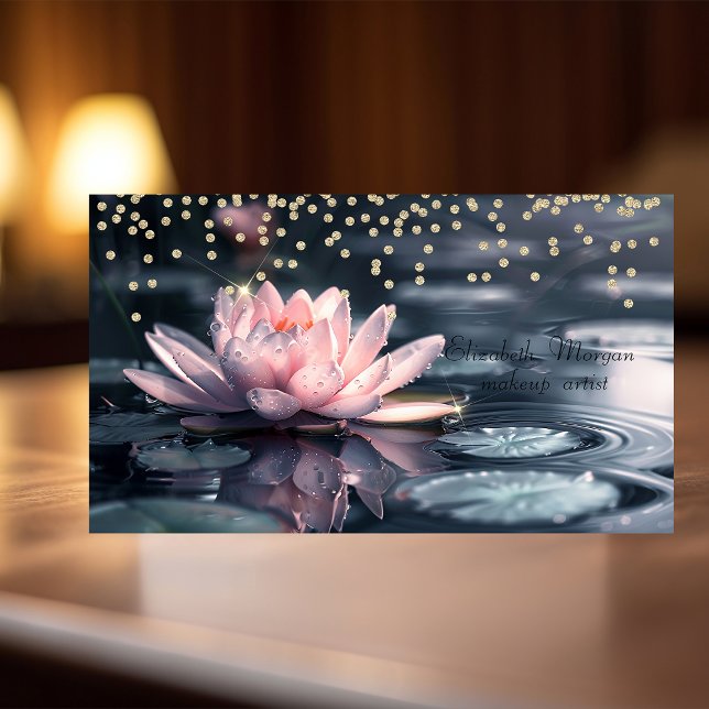 Cool Gold Diamonds Colorful Lotus Blue Business Card (Creator Uploaded)