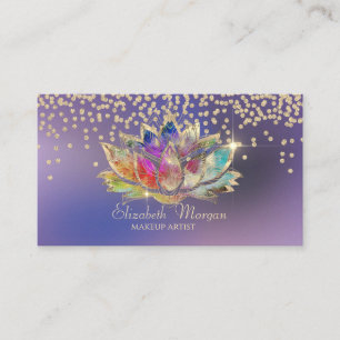 Cool Gold Diamonds Colorful Lotus Purple Business Card