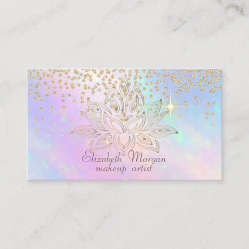 Cool Gold Diamonds Lotus Colorful Holographic Business Card