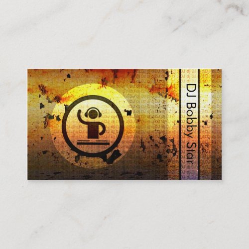 Cool gold dj metallic grunge business card